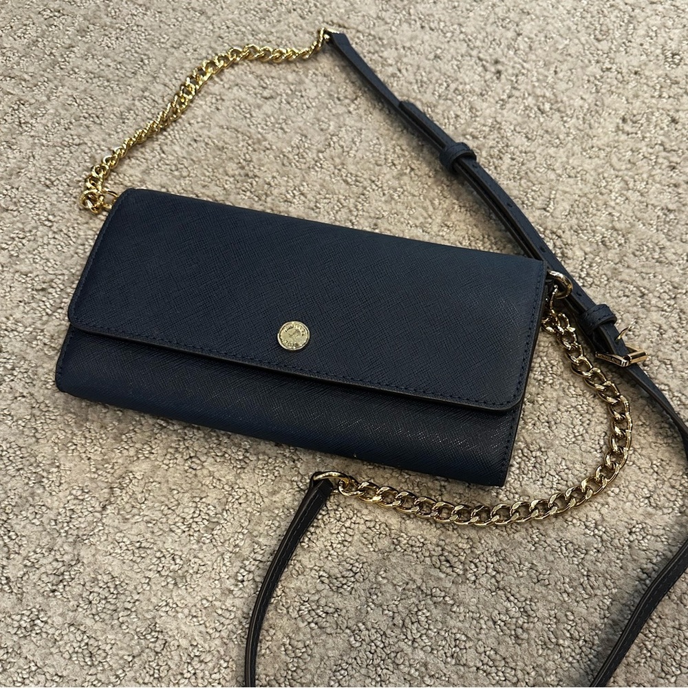 Michael Kor MK crossbody purse (detachable strap for clutch) Navy / Dark…